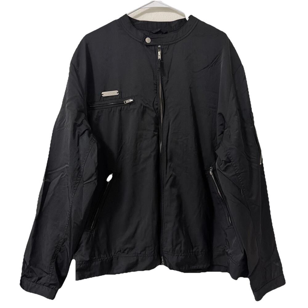 Reebok Moto Men’s Bomber Jacket XXL Black Lightweight Full Zip W Utility Pocket